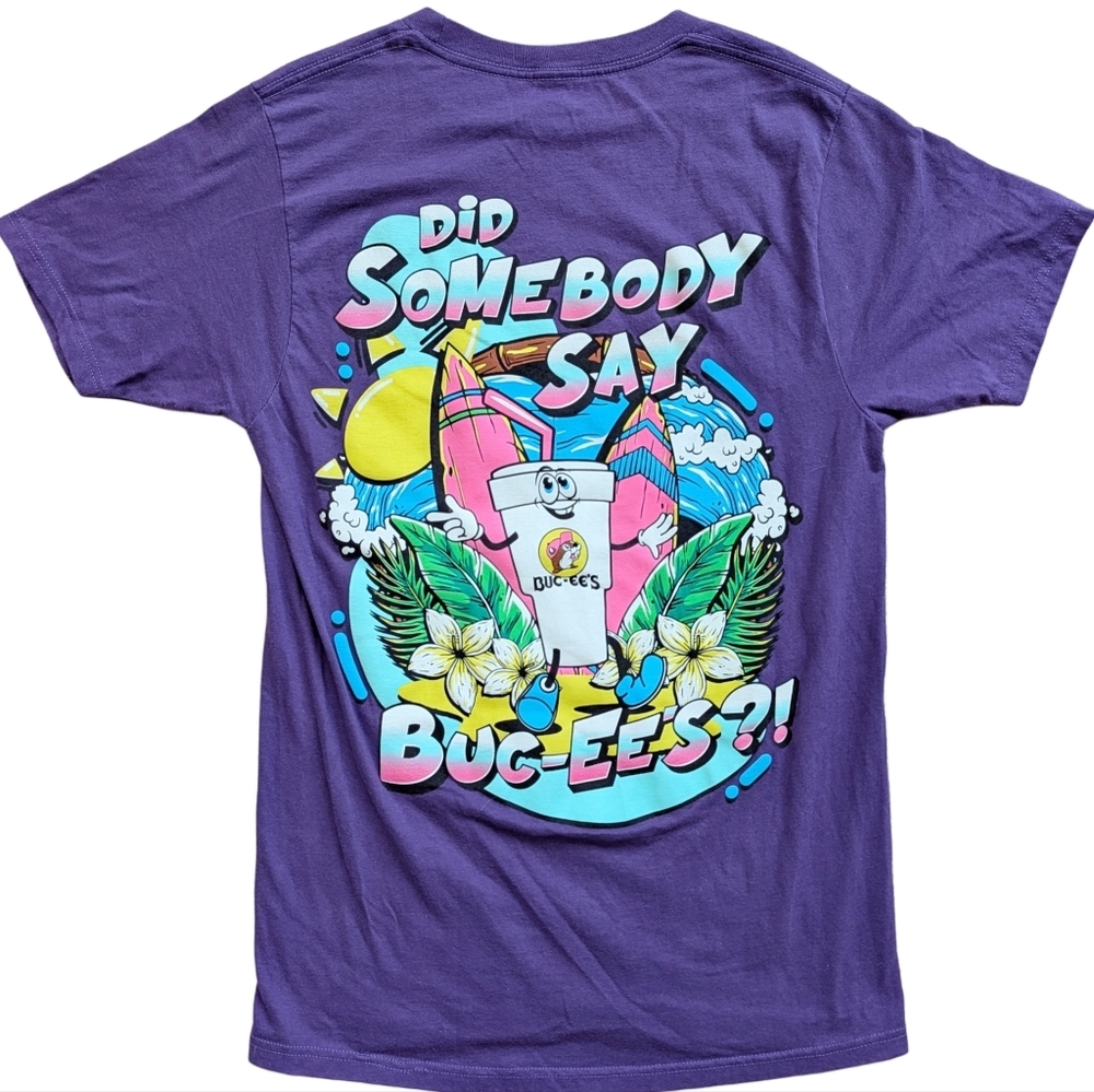 Buc-ee's Purple "Did Somebody Say Buc-ee's?!" Beaver Graphic T-Shirt Size Small